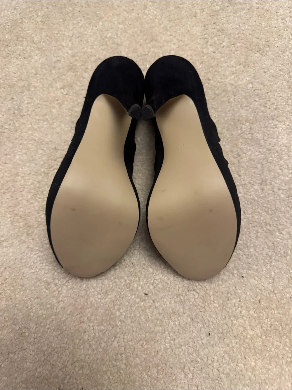 French Connection Black Mesh Scallop Peep-Toe Heels